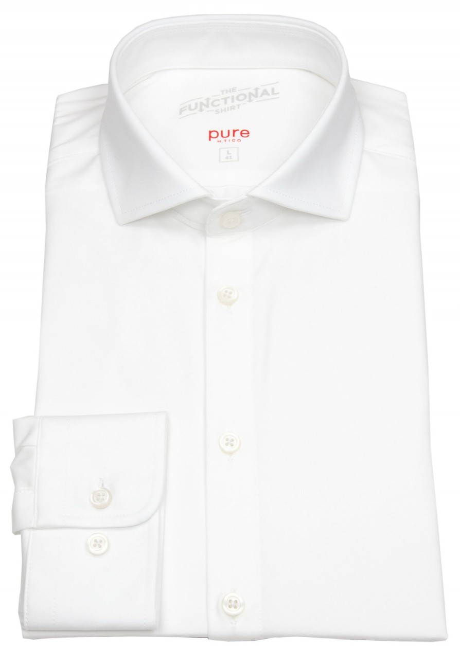 Hemden Pure | Pure Hemd - Slim Fit - Functional Shirt - Haifischkragen - Weis