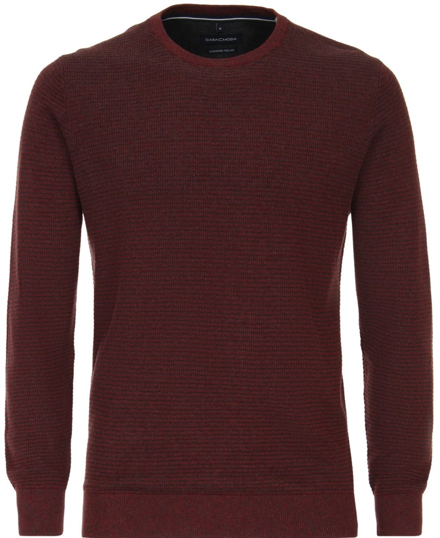 Pullover & Strick Casa Moda | Casa Moda Pullover - Rundhals Ausschnitt - Rot