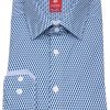 Hemden Pure | Pure Hemd - Slim Fit - Kentkragen- Print - Blau / Weis