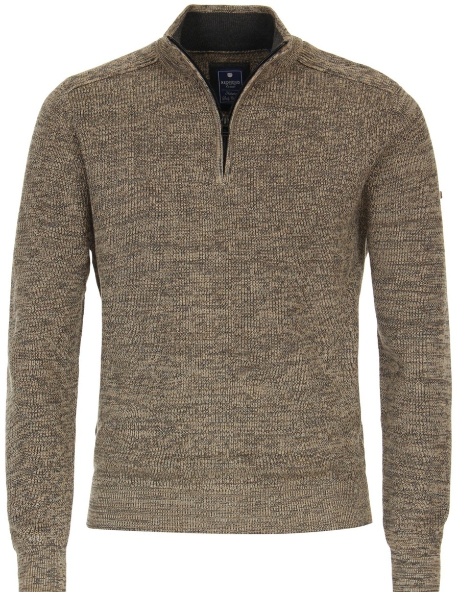 Pullover & Strick Redmond | Redmond Pullover - Troyerkragen Mit Reissverschluss - Beige