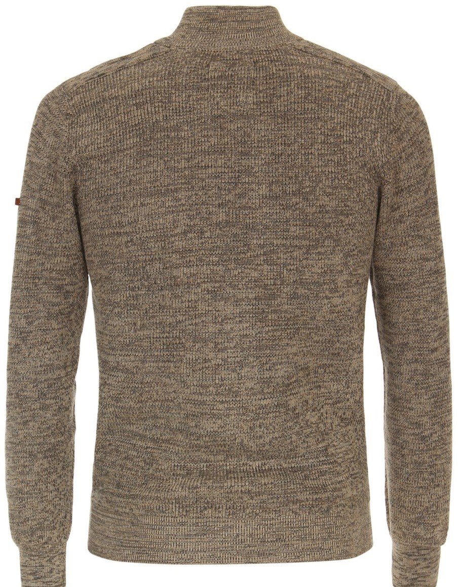 Pullover & Strick Redmond | Redmond Pullover - Troyerkragen Mit Reissverschluss - Beige