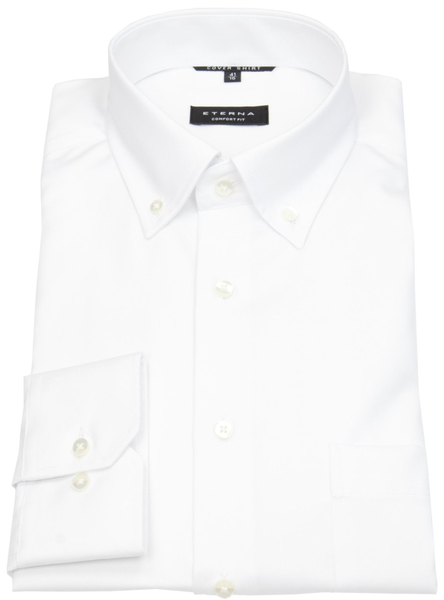 Hemden Eterna | Eterna Hemd - Comfort Fit - Button Down - Cover Shirt - Extra Blickdicht - Weis - Ohne Ovp