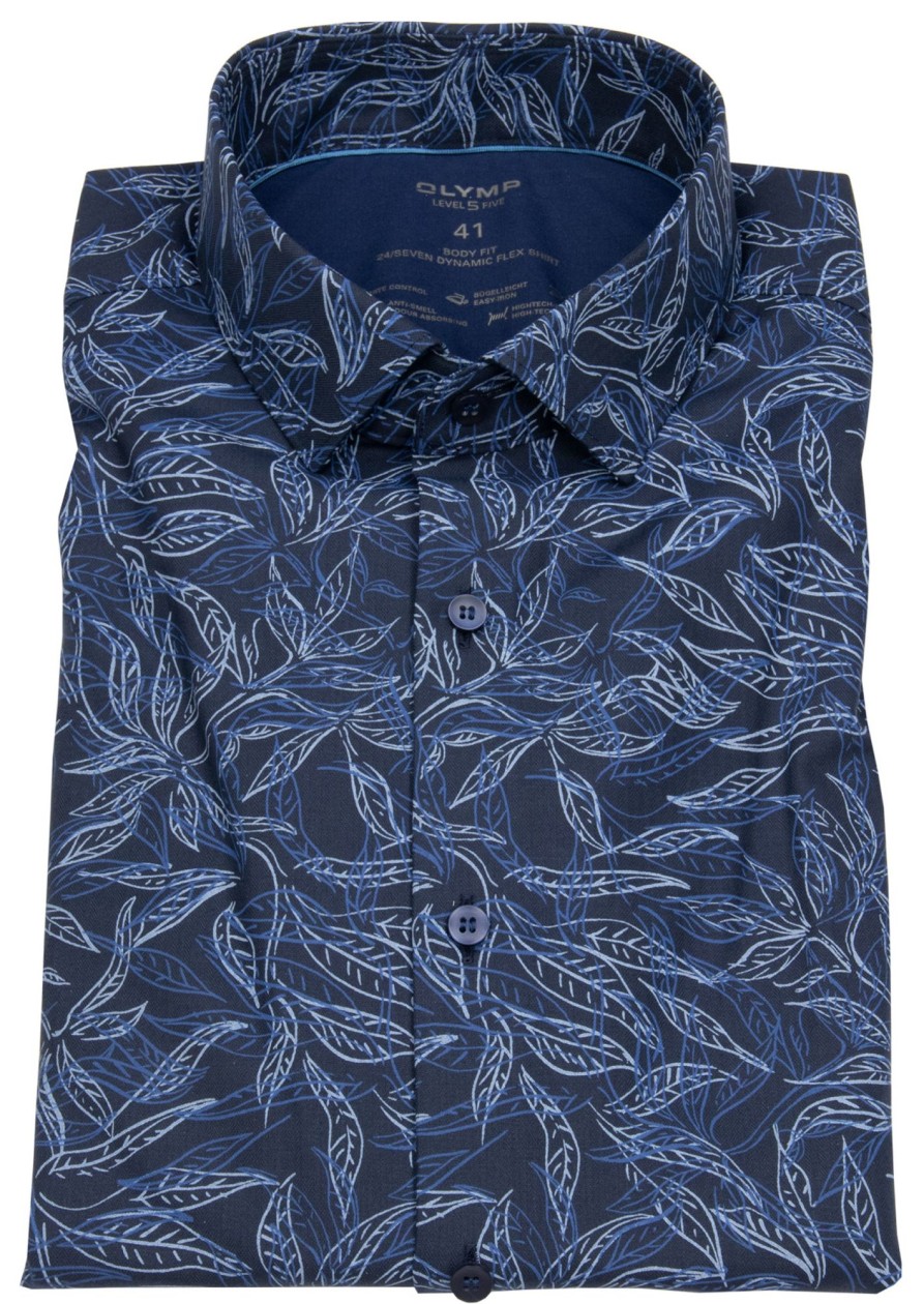 Hemden OLYMP | Olymp Hemd - Level 5- 24 / Seven Shirt - Print - Dunkelblau / Blau - Ohne Ovp