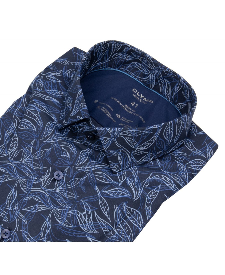 Hemden OLYMP | Olymp Hemd - Level 5- 24 / Seven Shirt - Print - Dunkelblau / Blau - Ohne Ovp