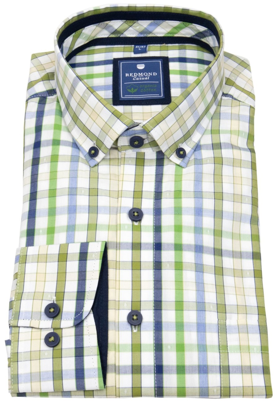 Hemden Redmond | Redmond Hemd - Comfort Fit - Button Down Kragen - Bio Baumwolle - Kariert - Mehrfarbig