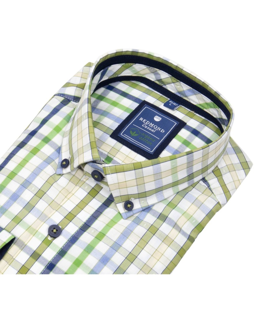 Hemden Redmond | Redmond Hemd - Comfort Fit - Button Down Kragen - Bio Baumwolle - Kariert - Mehrfarbig