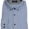 Hemden MAERZ Muenchen | Maerz Muenchen Hemd - Modern Fit - Button Down - Leichter Flanell - Kariert - Blau - Ohne Ovp