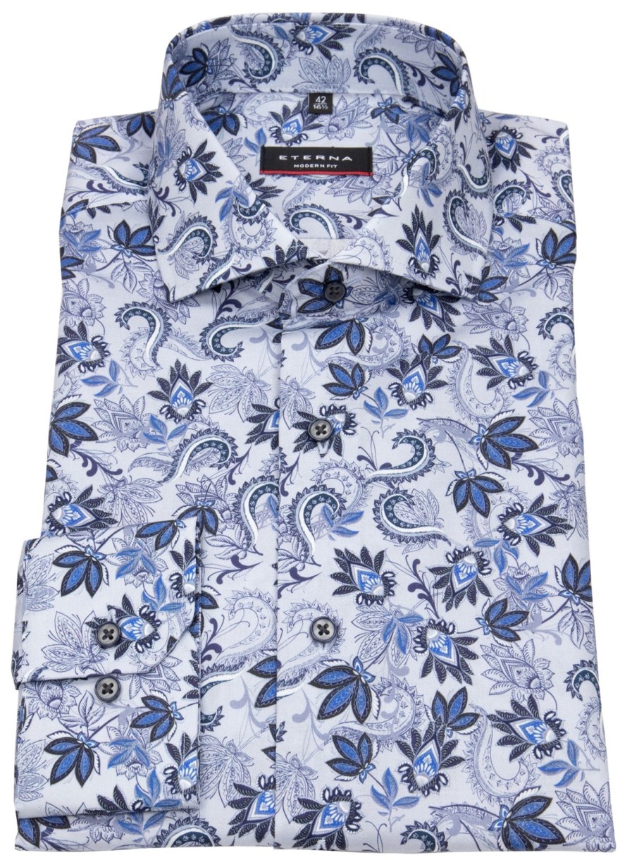 Hemden Eterna | Eterna Hemd - Modern Fit - Kentkragen - Print - Blau / Hellblau - Ohne Ovp