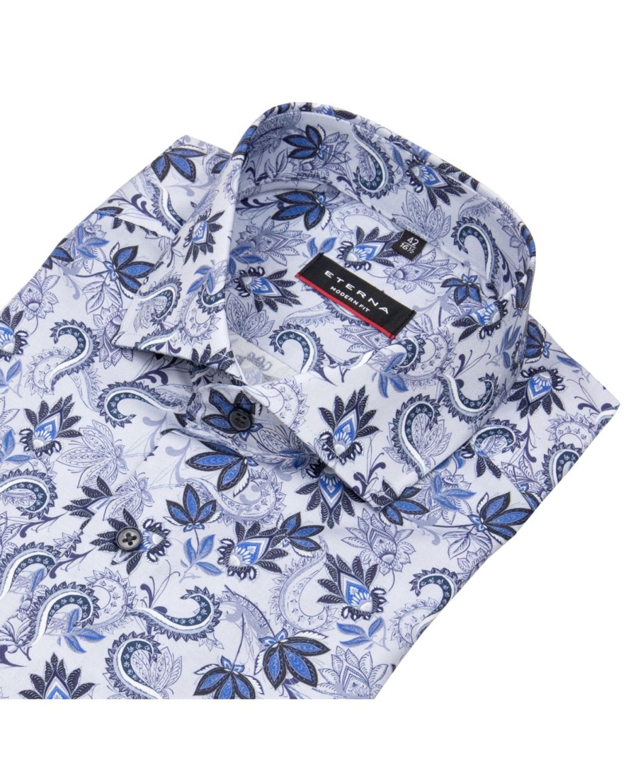 Hemden Eterna | Eterna Hemd - Modern Fit - Kentkragen - Print - Blau / Hellblau - Ohne Ovp