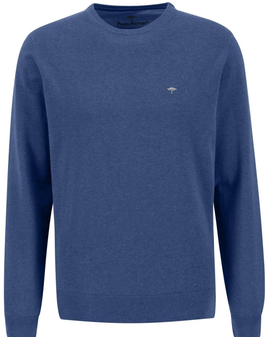 Pullover & Strick Fynch-Hatton | Fynch-Hatton Pullover - Casual Fit - Rundhals-Ausschnitt - Blau