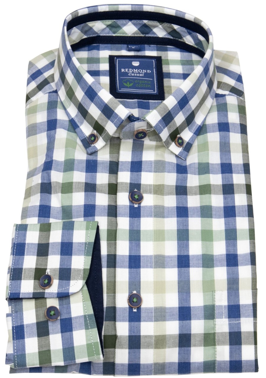 Hemden Redmond | Redmond Hemd - Comfort Fit - Button Down Kragen - Bio Baumwolle - Kariert - Mehrfarbig