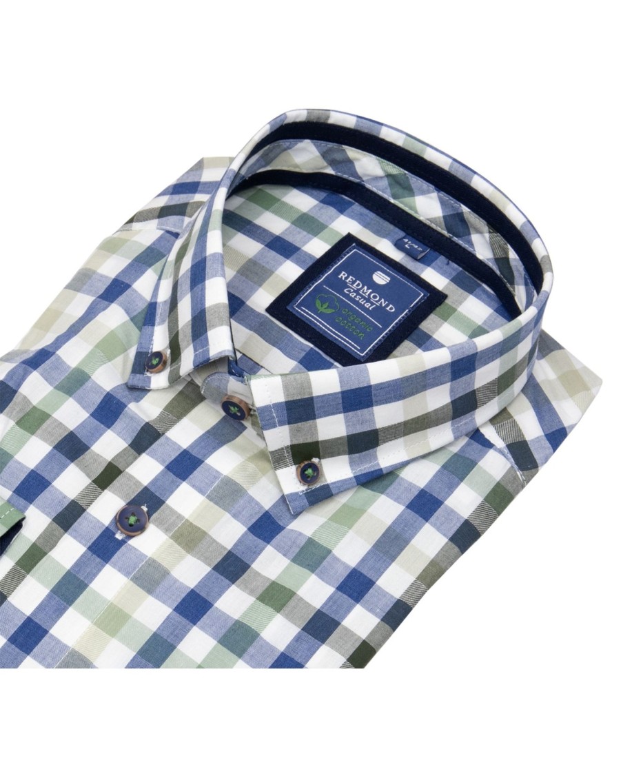 Hemden Redmond | Redmond Hemd - Comfort Fit - Button Down Kragen - Bio Baumwolle - Kariert - Mehrfarbig