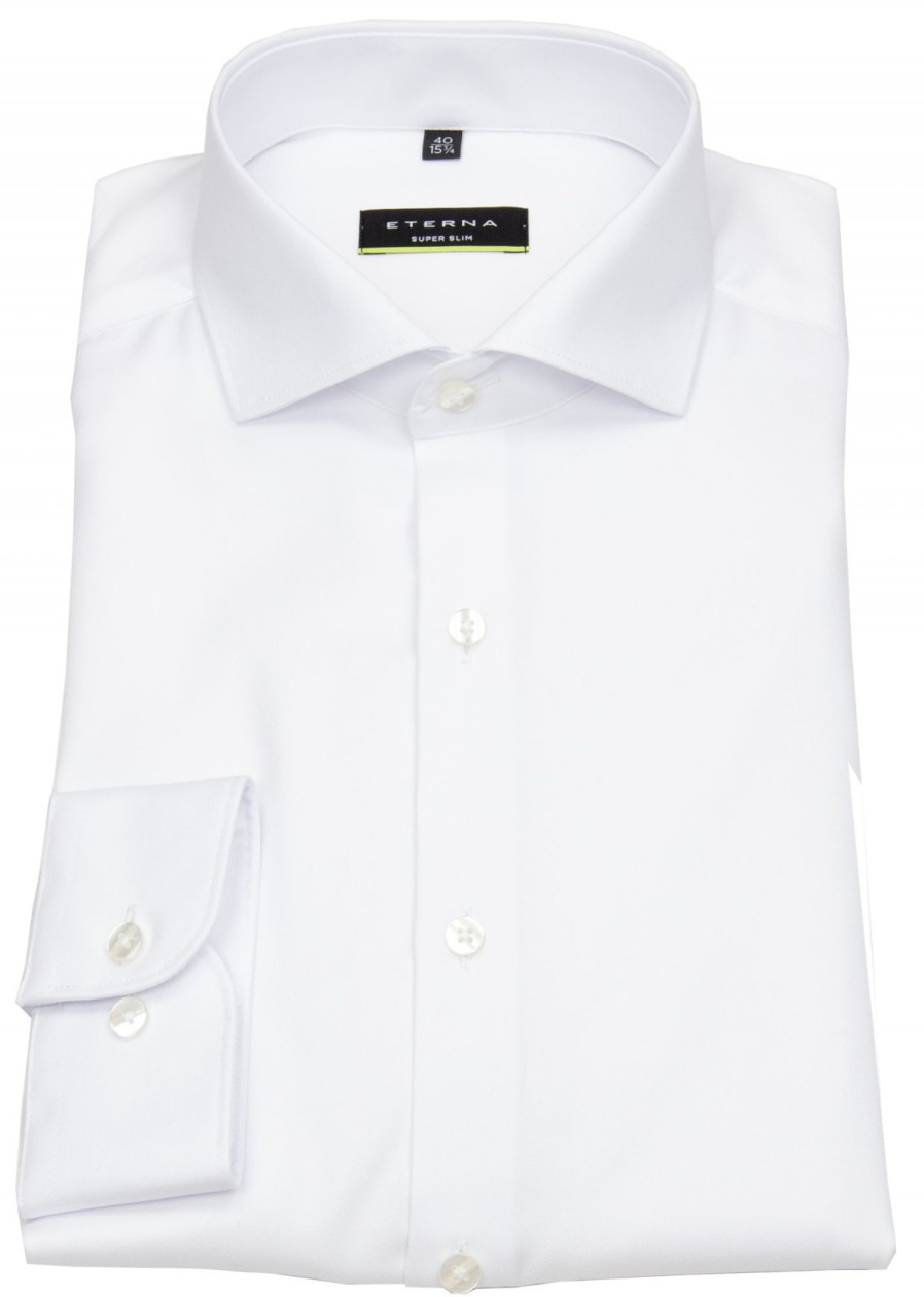 Hemden Eterna | Eterna Hemd - Super Slim Fit - Haikragen - Cover Shirt - Extra Blickdicht - Weis - Ohne Ovp