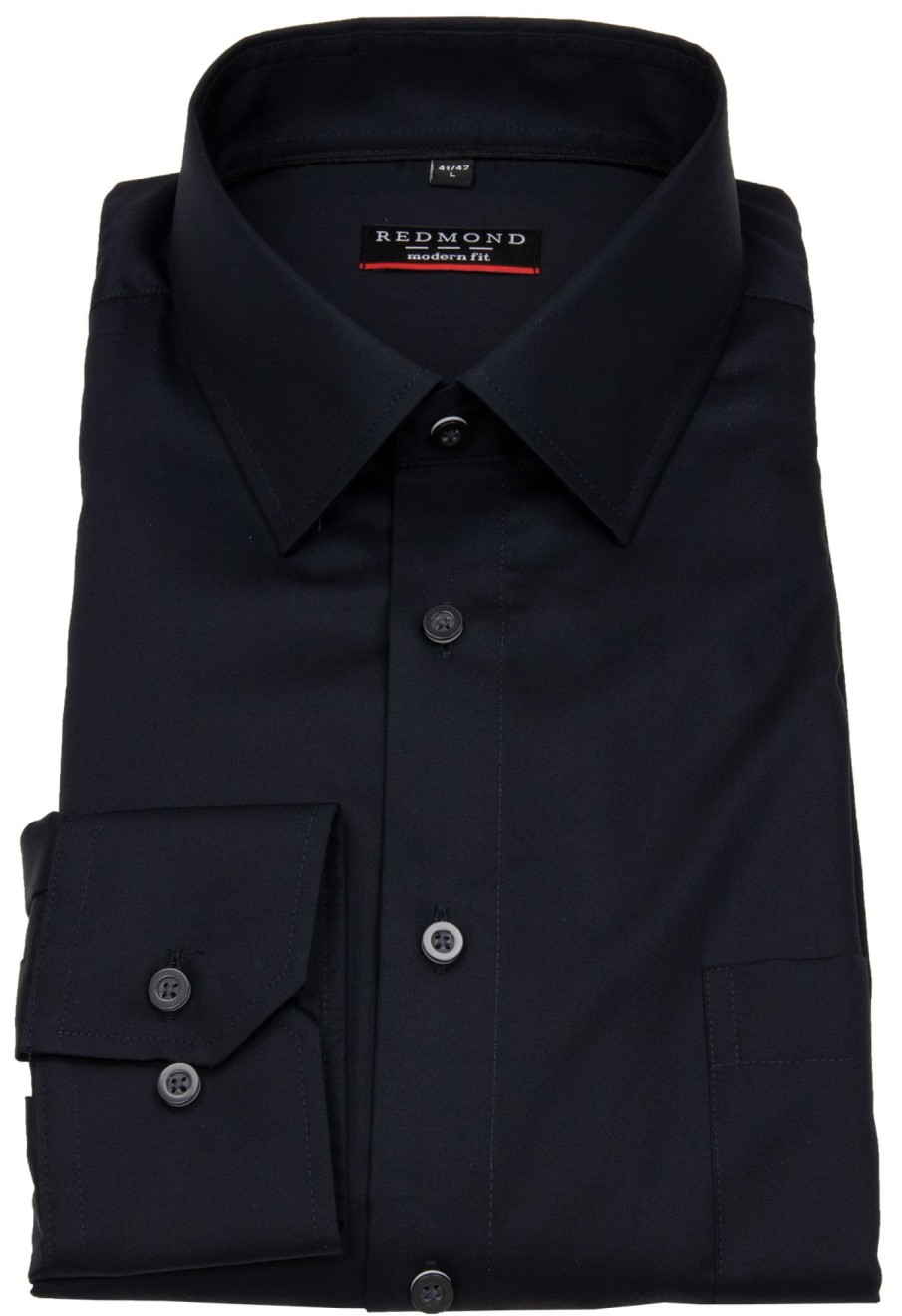 Hemden Redmond | Redmond Hemd - Modern Fit - Kentkragen - Twill - Schwarz