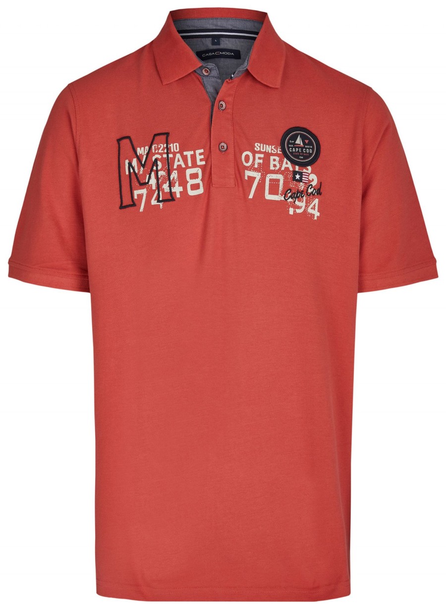 T-Shirts & Polos Casa Moda Casa Moda | Casa Moda Poloshirt - Casual Fit - Print - Rot