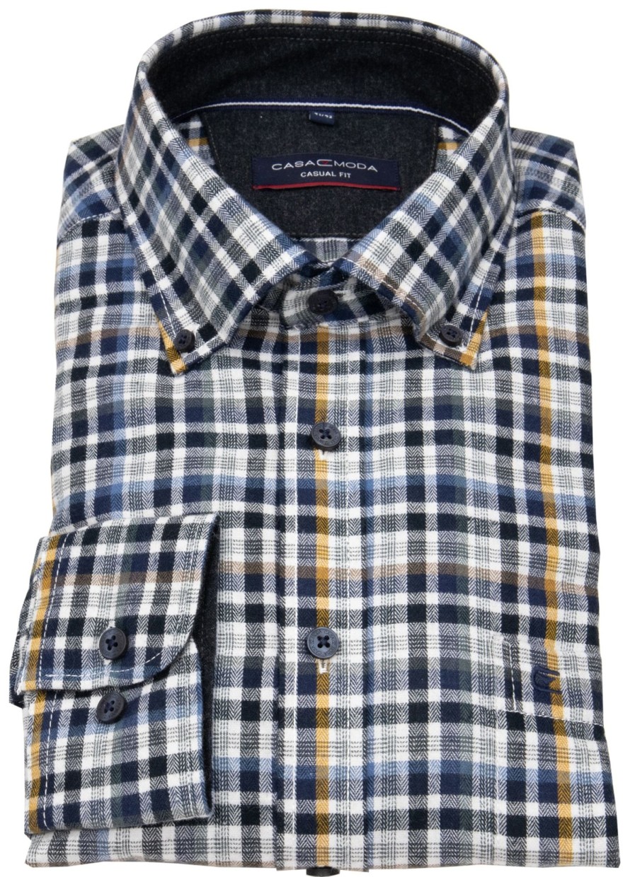 Hemden Casa Moda | Casa Moda Hemd - Casual Fit - Button Down Kragen - Flanell - Kariert - Mehrfarbig