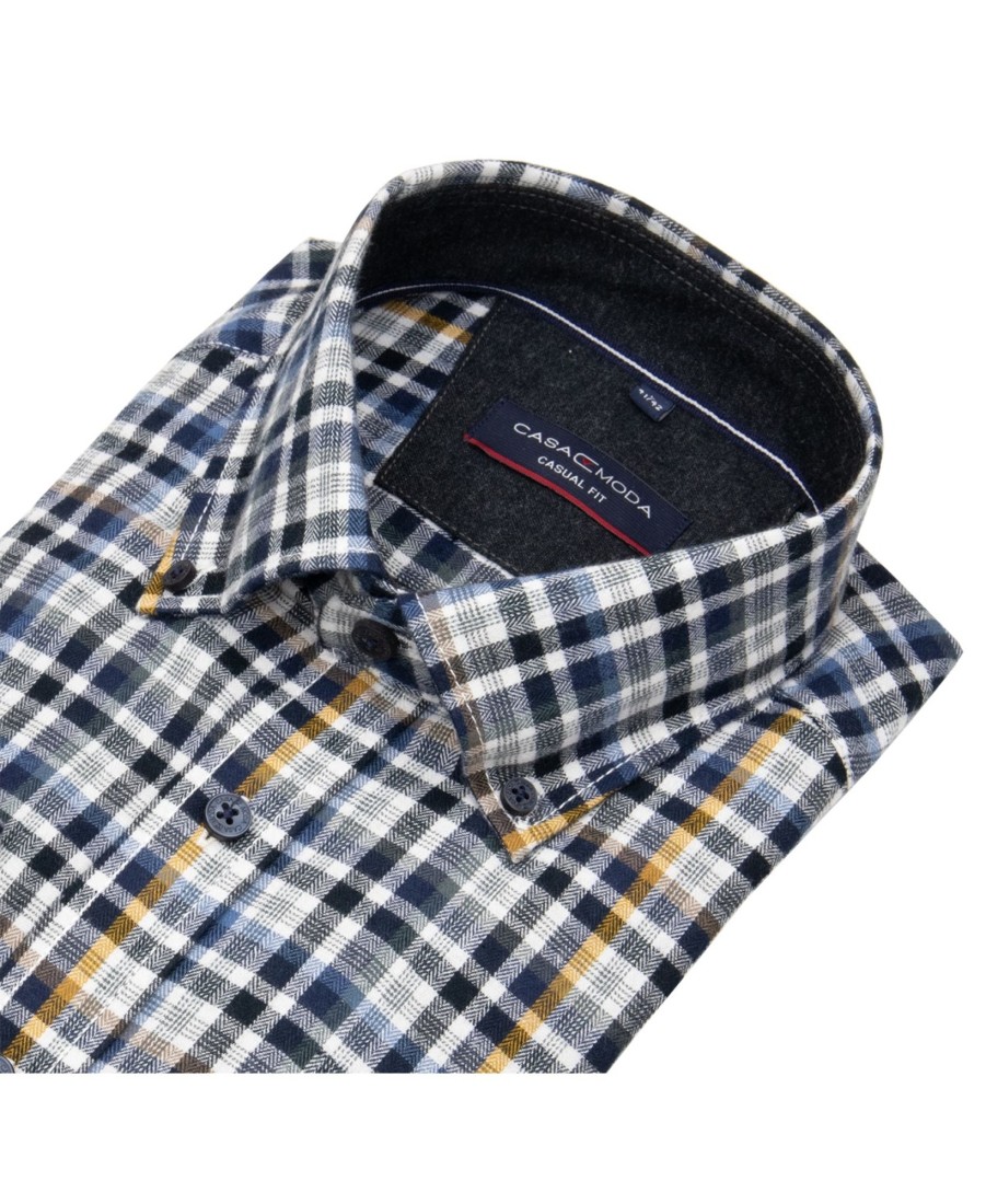 Hemden Casa Moda | Casa Moda Hemd - Casual Fit - Button Down Kragen - Flanell - Kariert - Mehrfarbig