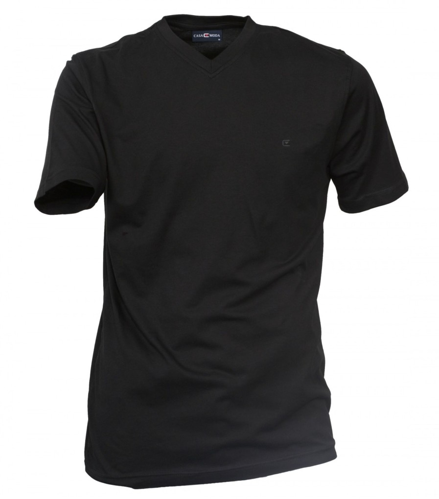 T-Shirts & Polos Casa Moda V-Ausschnitt | Casa Moda T-Shirt Doppelpack - V-Neck - Schwarz