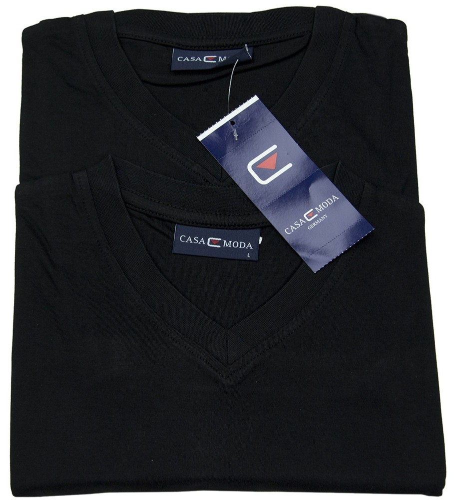 T-Shirts & Polos Casa Moda V-Ausschnitt | Casa Moda T-Shirt Doppelpack - V-Neck - Schwarz