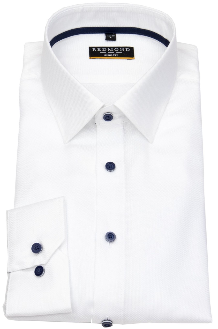 Hemden Redmond | Redmond Hemd - Slim Fit - Kentkragen - Struktur - Weis