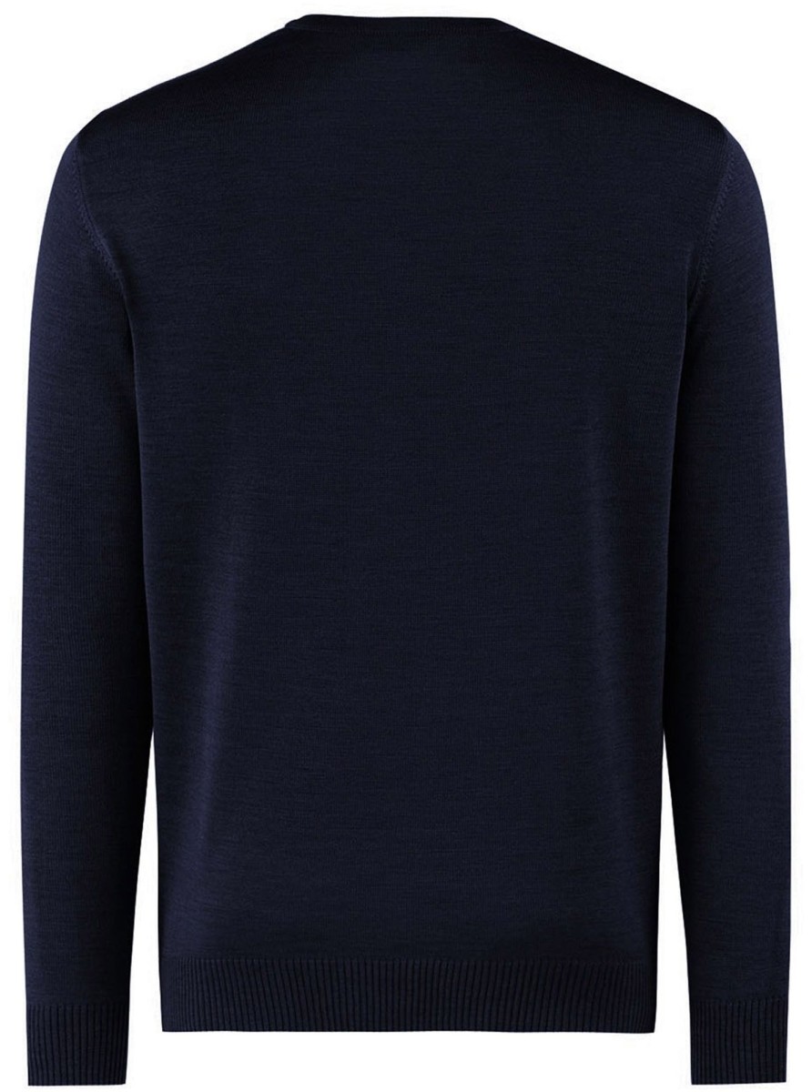 Pullover & Strick MAERZ Muenchen | Maerz Muenchen Pullover - Comfort Fit - V-Ausschnitt - Merinowolle - Navy