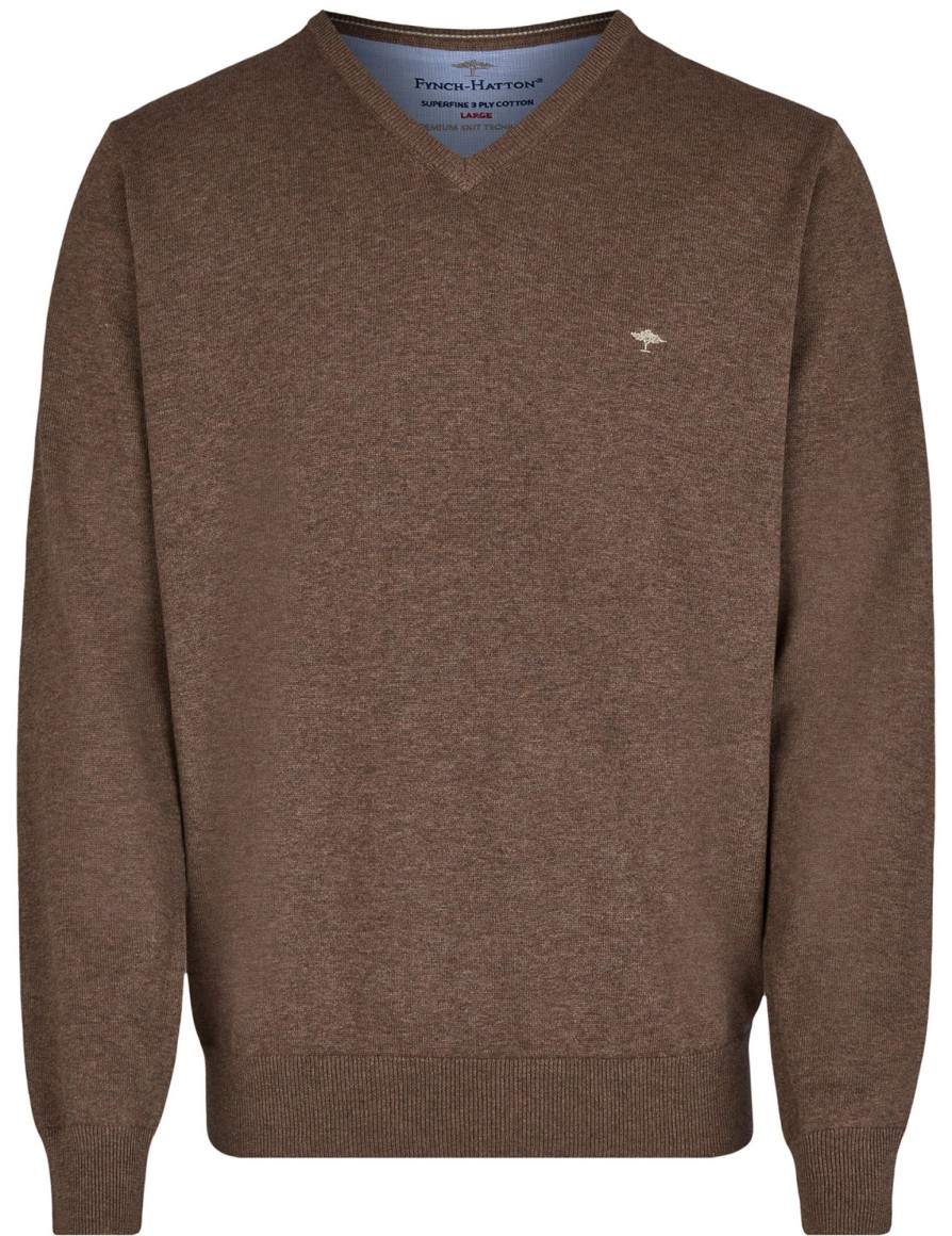 Pullover & Strick Fynch-Hatton | Fynch-Hatton Pullover - Casual Fit - V-Ausschnitt - Braun