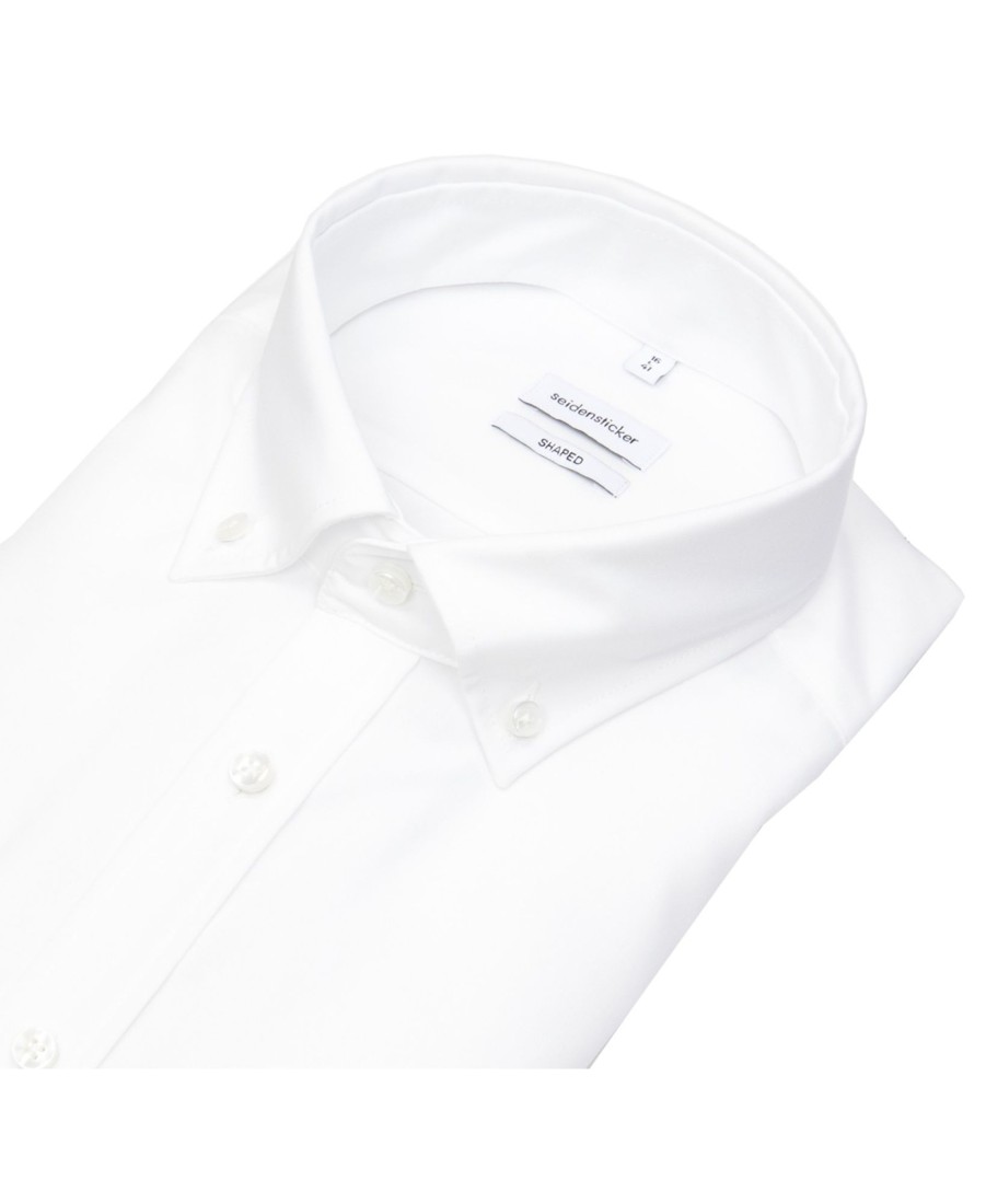 Hemden Seidensticker | Seidensticker Hemd - Shaped Fit - Button Down Kragen - Weis