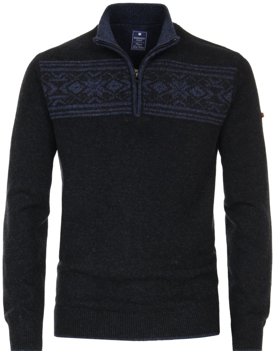 Pullover & Strick Redmond | Redmond Pullover - Troyerkragen Mit Reissverschluss - Schwarz