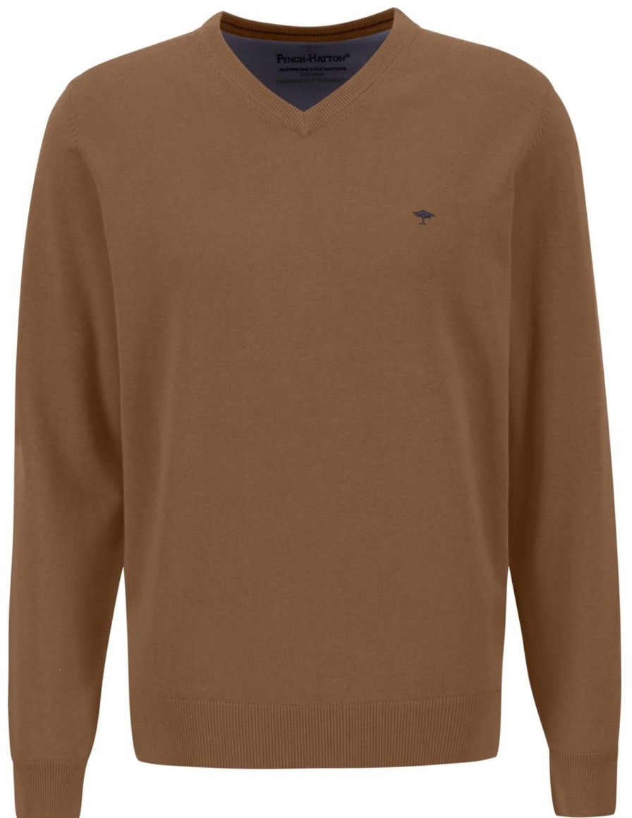 Pullover & Strick Fynch-Hatton | Fynch-Hatton Pullover - Casual Fit - V-Ausschnitt - Braun