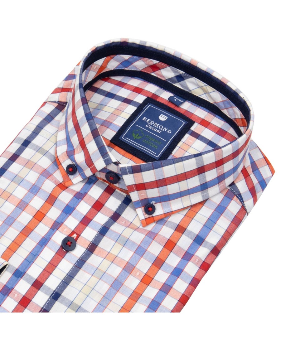 Hemden Redmond | Redmond Hemd - Comfort Fit - Button Down Kragen - Bio Baumwolle - Kariert - Mehrfarbig