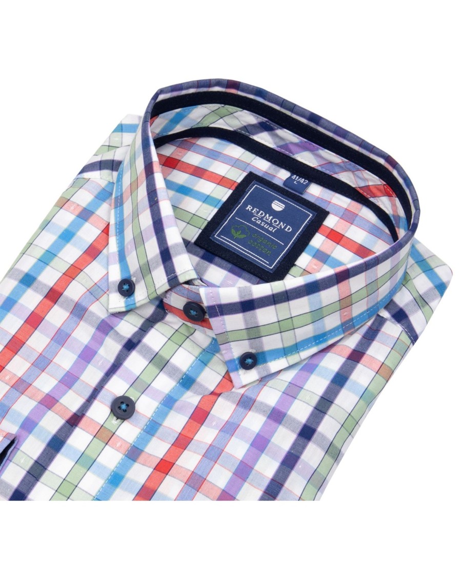 Hemden Redmond | Redmond Hemd - Comfort Fit - Button Down Kragen - Bio Baumwolle - Kariert - Mehrfarbig