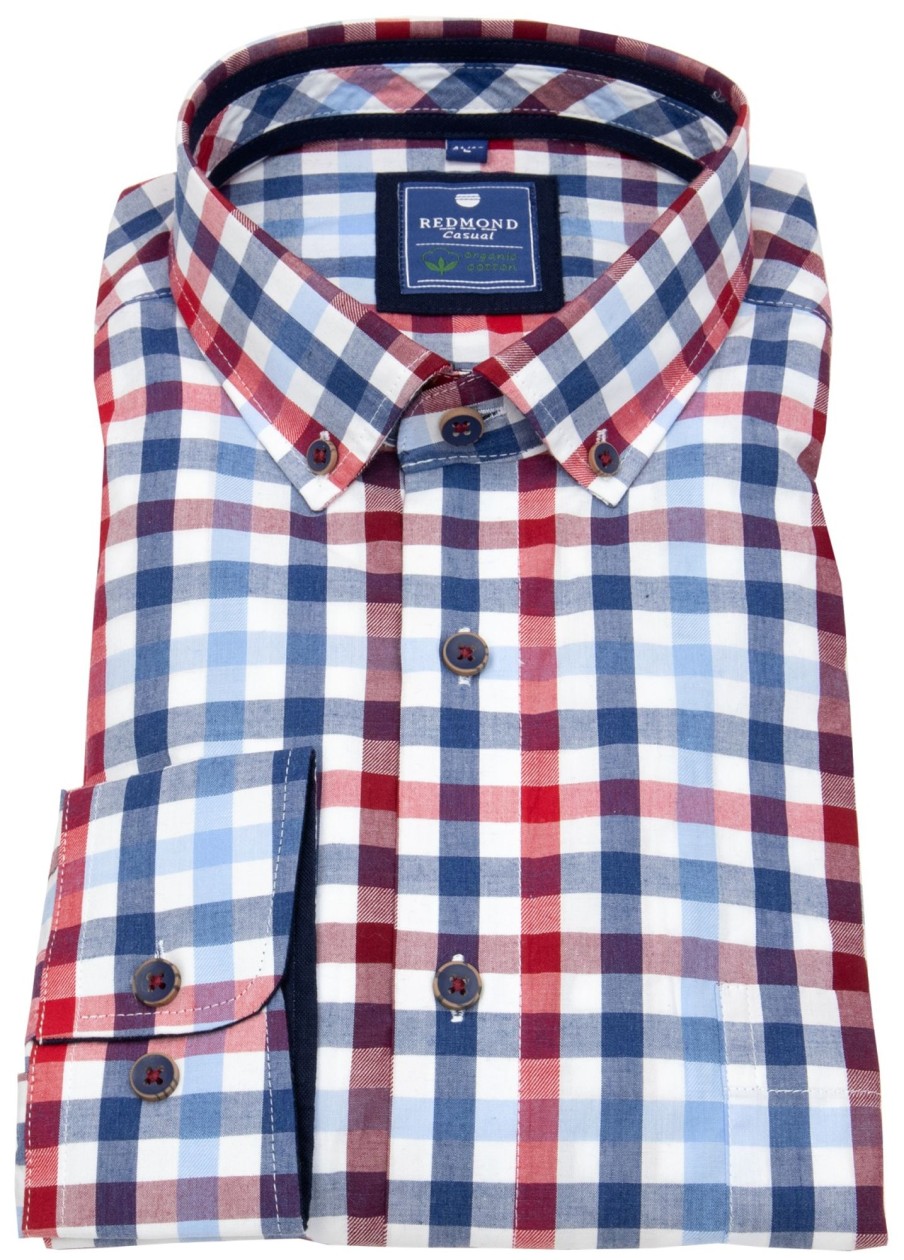 Hemden Redmond | Redmond Hemd - Comfort Fit - Button Down Kragen - Bio Baumwolle - Kariert - Mehrfarbig