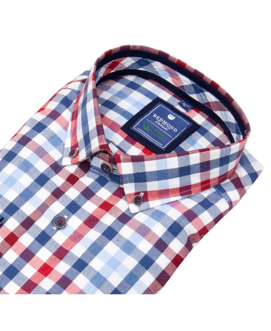 Hemden Redmond | Redmond Hemd - Comfort Fit - Button Down Kragen - Bio Baumwolle - Kariert - Mehrfarbig