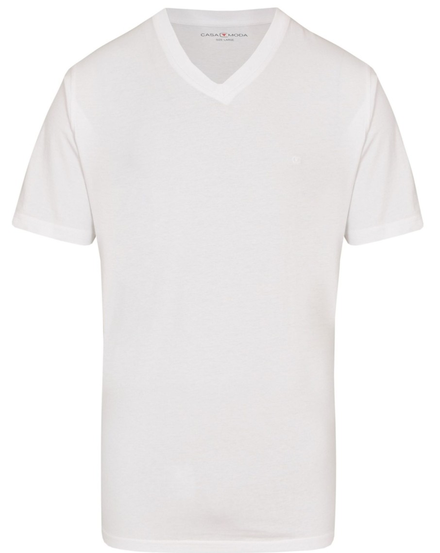 T-Shirts & Polos Casa Moda V-Ausschnitt | Casa Moda T-Shirt Doppelpack - V-Neck - Weis