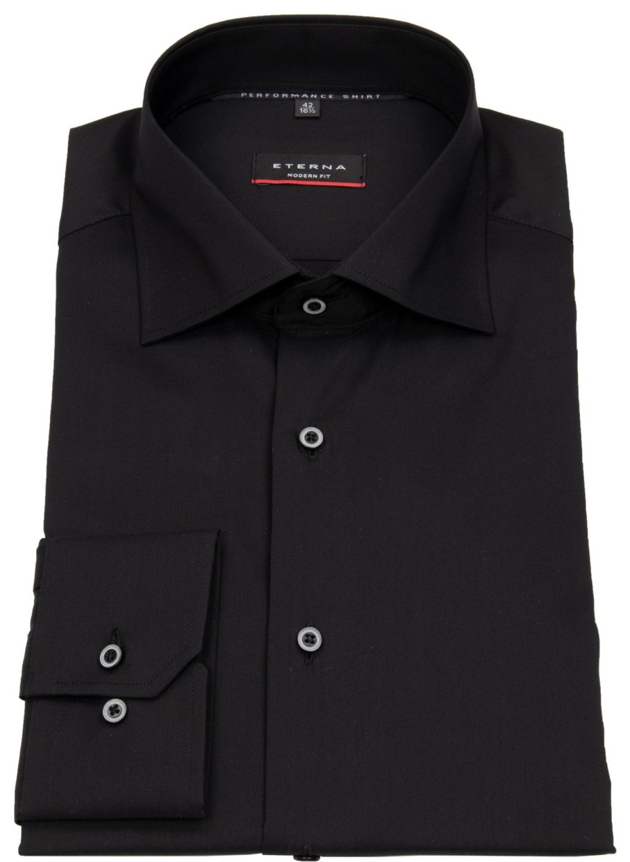 Hemden Eterna | Eterna Hemd - Modern Fit - Performance Shirt - Stretch - Schwarz