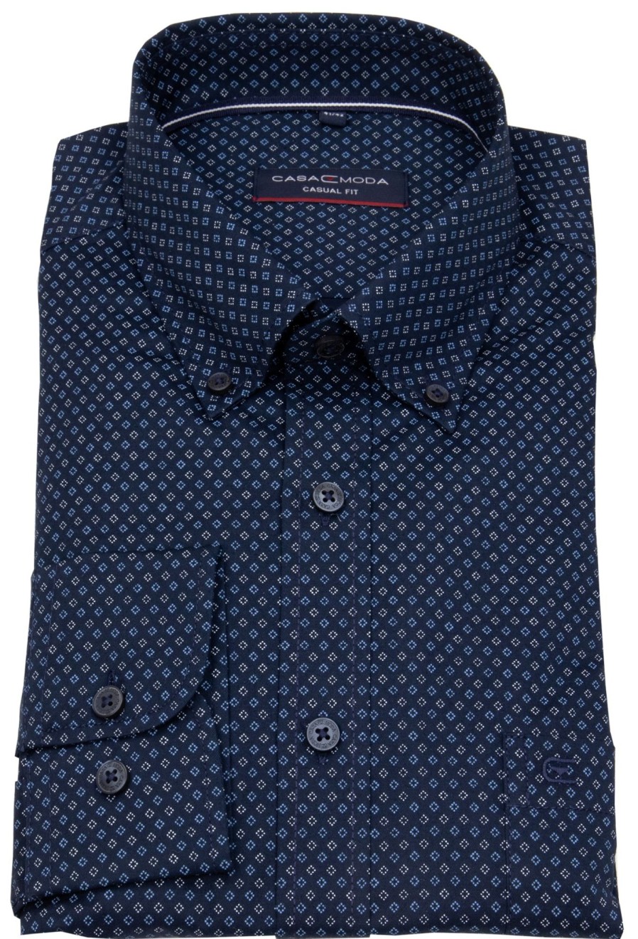 Hemden Casa Moda | Casa Moda Hemd - Casual Fit - Button Down - Print - Blau