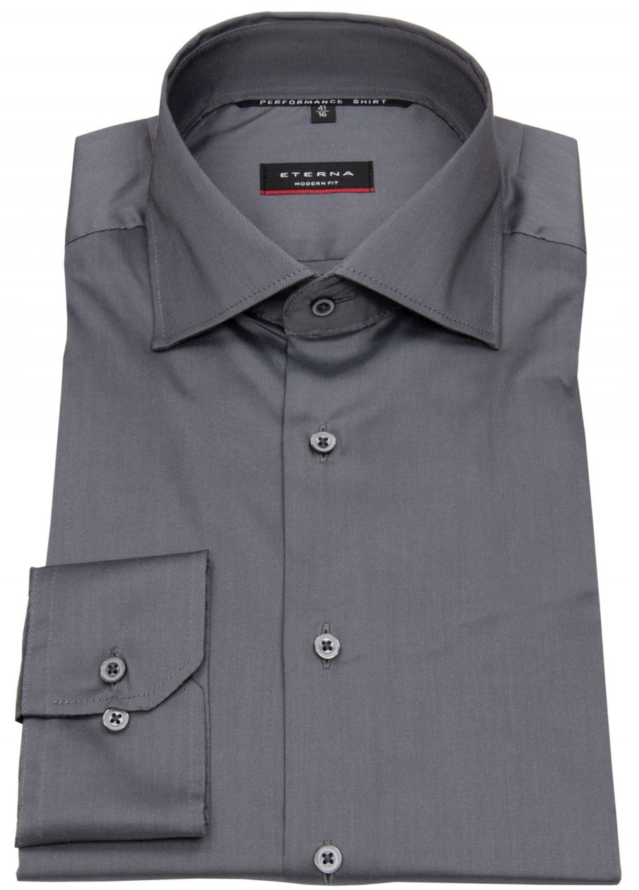 Hemden Eterna | Eterna Hemd - Modern Fit - Performance Shirt - Stretch - Anthrazit