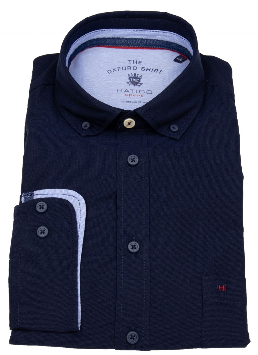 Hemden Hatico | Hatico Hemd - Regular Fit - Button Down - Oxford - Dunkelblau