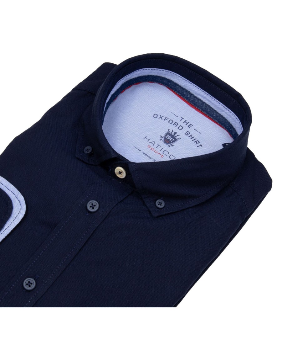 Hemden Hatico | Hatico Hemd - Regular Fit - Button Down - Oxford - Dunkelblau