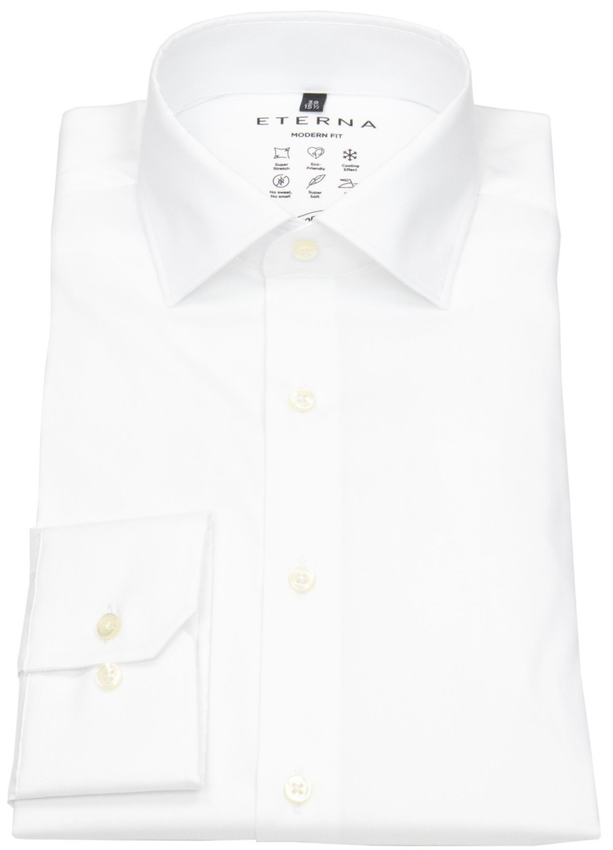 Hemden Eterna | Eterna Hemd - Modern Fit - Performance Shirt - Stretch - Weis