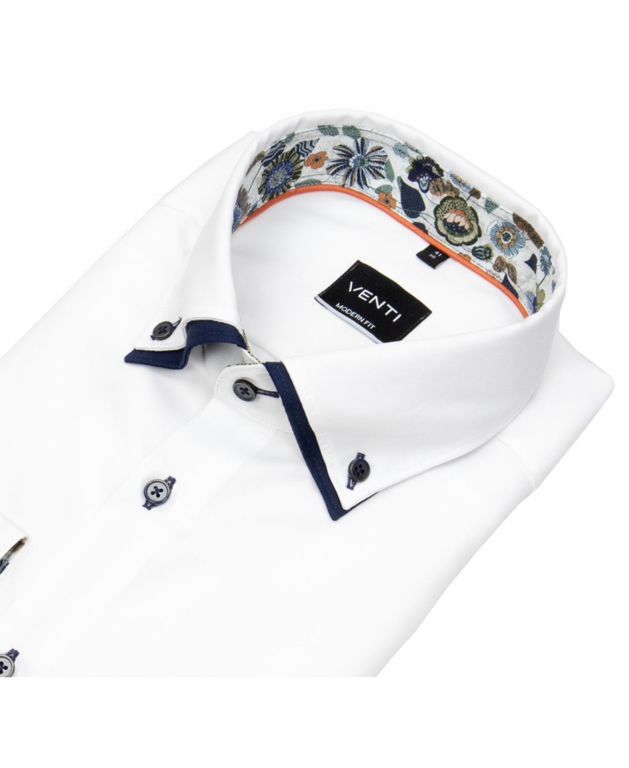 Hemden Venti | Venti Hemd - Modern Fit - Unterlegter Button Down - Weis