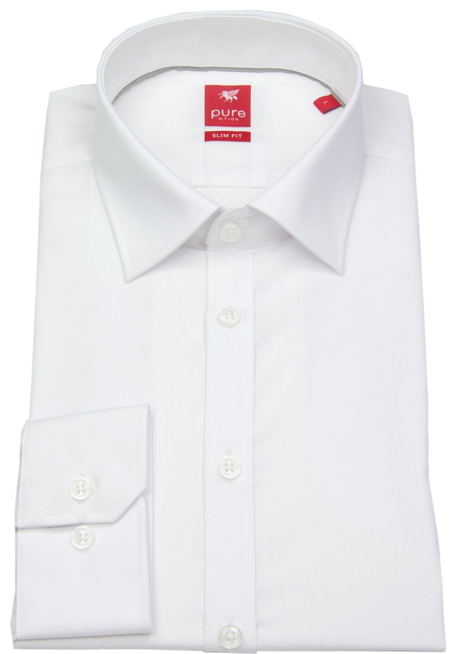 Hemden Pure | Pure Hemd - Slim Fit - Kentkragen - Weis