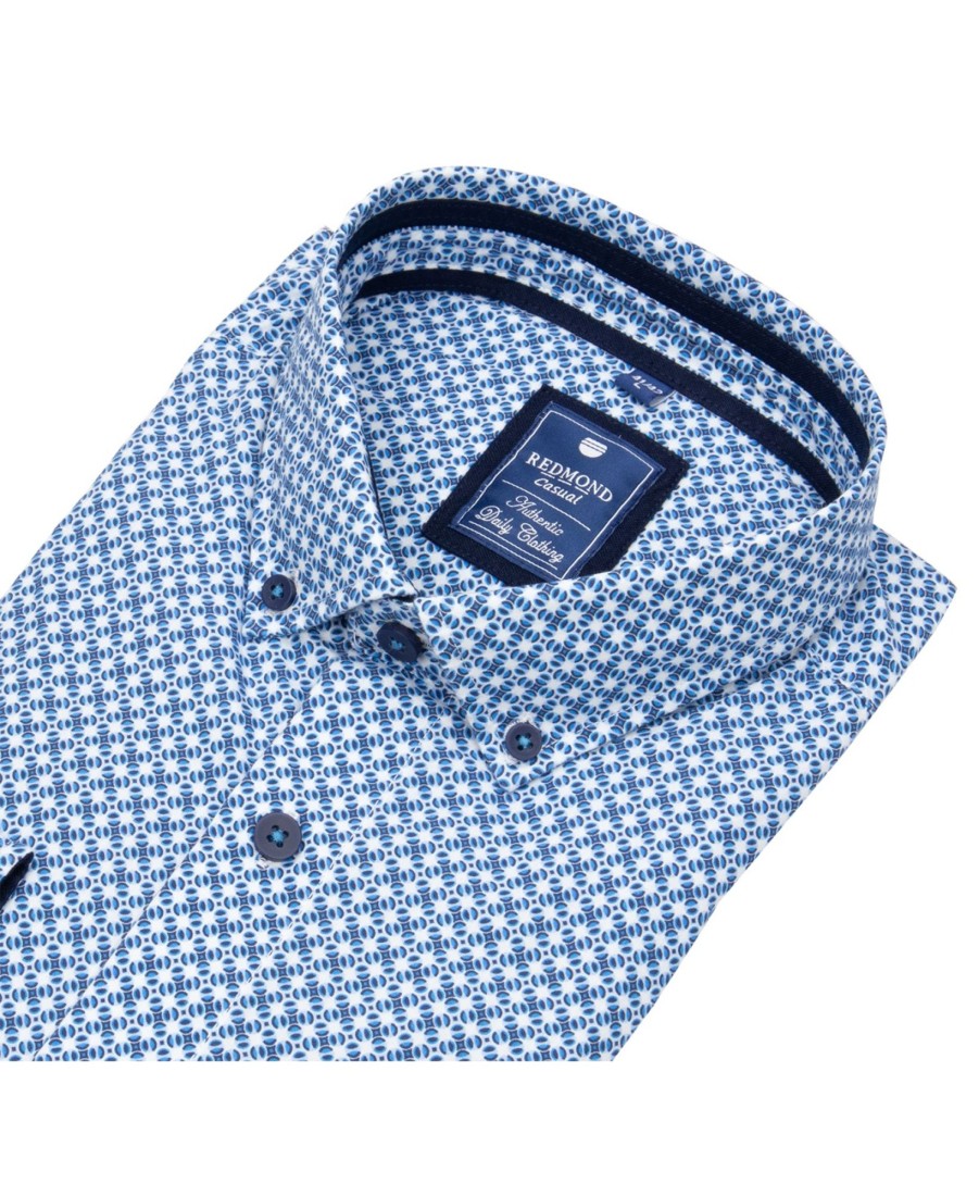 Hemden Redmond | Redmond Hemd - Comfort Fit - Button Down Kragen - Blau / Weis