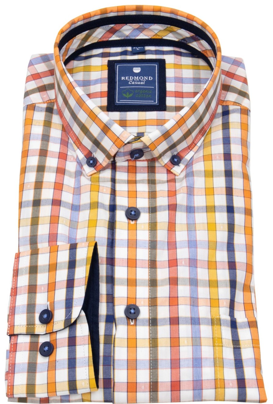 Hemden Redmond | Redmond Hemd - Comfort Fit - Button Down Kragen - Bio Baumwolle - Kariert - Mehrfarbig