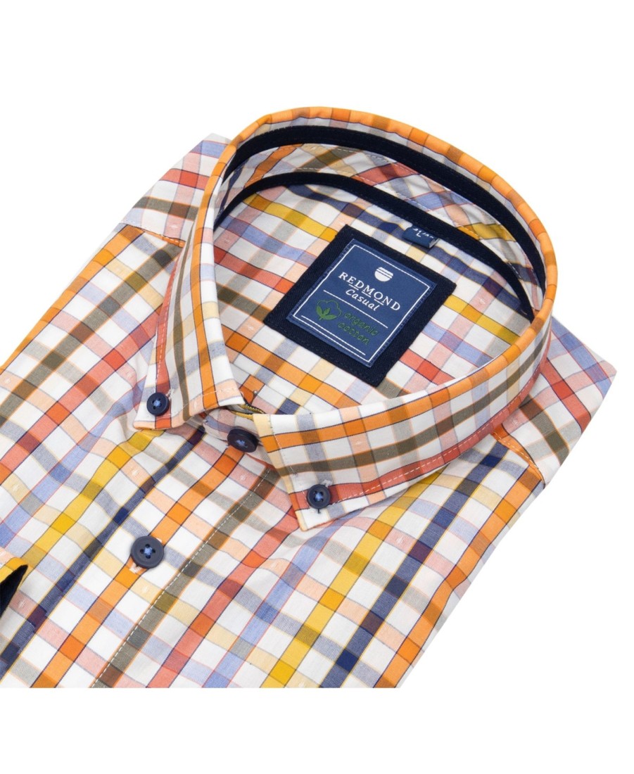 Hemden Redmond | Redmond Hemd - Comfort Fit - Button Down Kragen - Bio Baumwolle - Kariert - Mehrfarbig