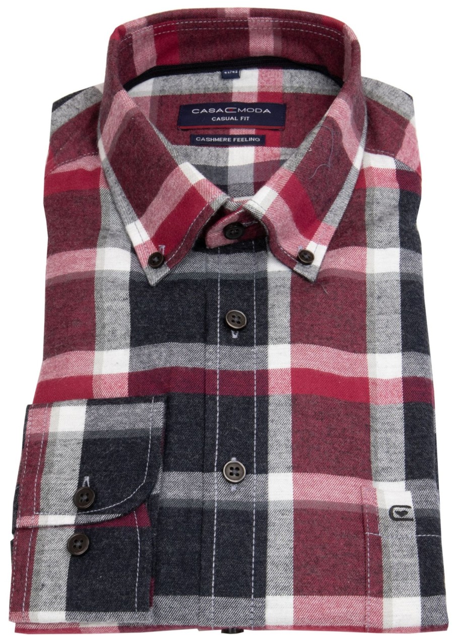 Hemden Casa Moda | Casa Moda Hemd - Casual Fit - Button Down Kragen - Flanell - Kariert - Mehrfarbig