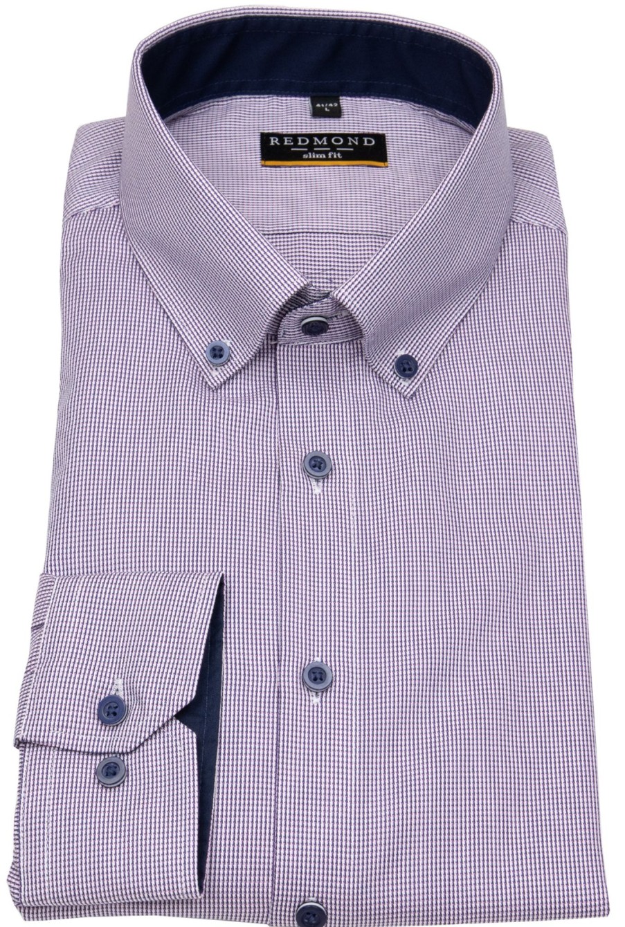 Hemden Redmond | Redmond Hemd - Slim Fit - Button Down Kragen - Struktur - Rose