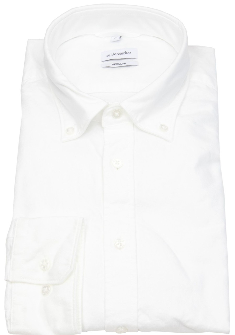 Hemden Seidensticker | Seidensticker Hemd - Regular Fit - Button Down Kragen - Oxford - Weis