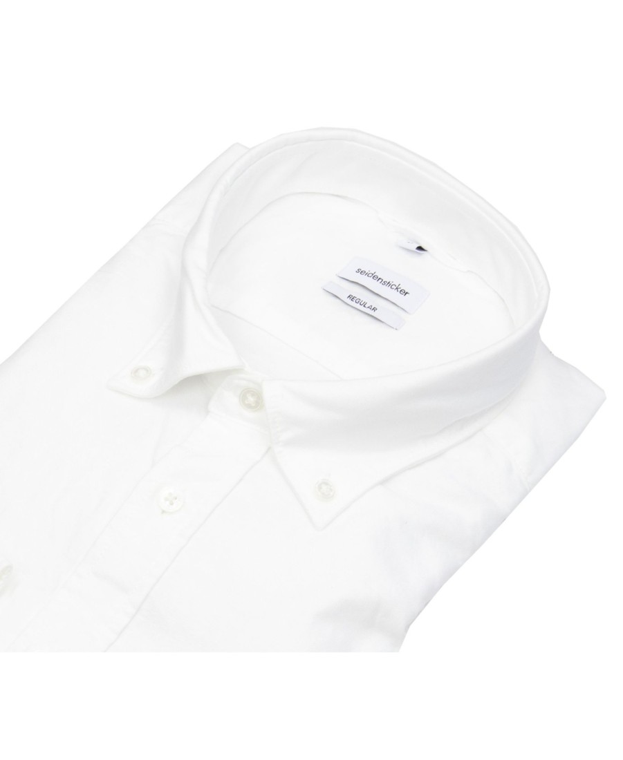 Hemden Seidensticker | Seidensticker Hemd - Regular Fit - Button Down Kragen - Oxford - Weis