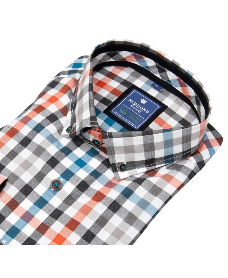 Hemden Redmond | Redmond Hemd - Comfort Fit - Button Down Kragen - Bio Baumwolle - Kariert - Mehrfarbig